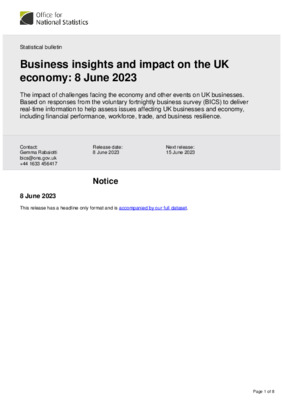 Business insights and impact on the UK economy: 8 June 2023