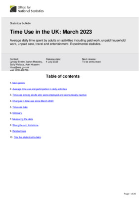 Time Use in the UK: March 2023