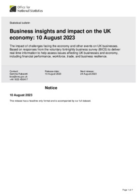 Business insights and impact on the UK economy: 10 August 2023