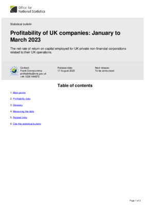 Profitability of UK companies: January to March 2023