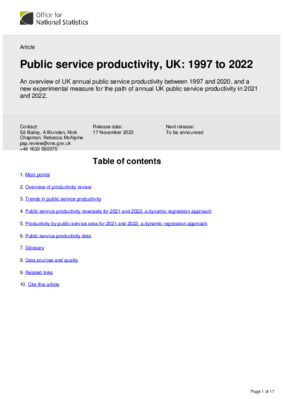 Public service productivity, UK: 1997 to 2022