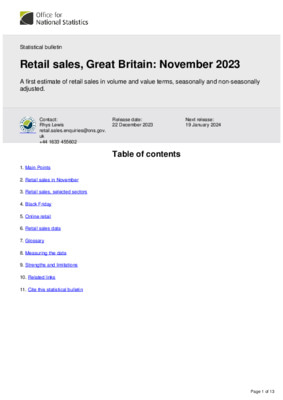 Retail sales, Great Britain: November 2023