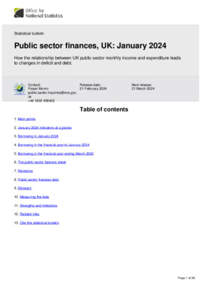 Public sector finances, UK: January 2024