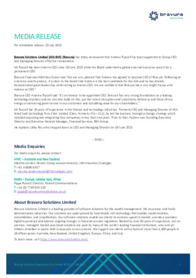 Bravura appoints CEO and Managing Director