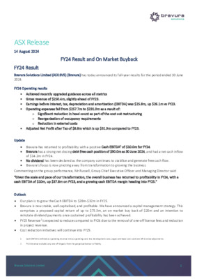 FY24 Result and On Market Buyback