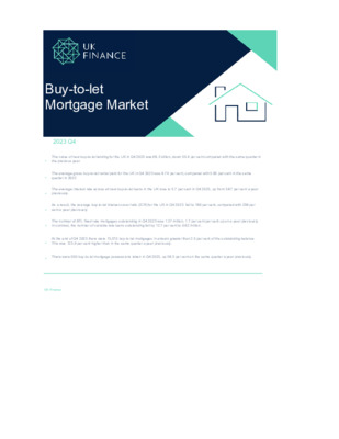 UK Finance Buy-to-let Mortgage Market Update for Q4 2023