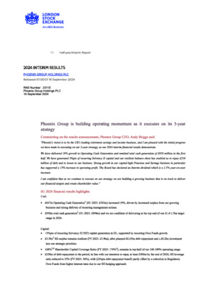 Comment: Phoenix Group 2024 Interim Results