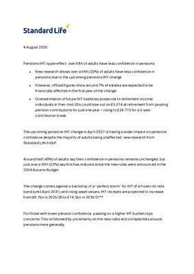 Pensions IHT ripple effect: over fifth of adults have less confidence in pensions