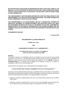 Comment: LondonMetric and LXi merger creates fourth largest REIT