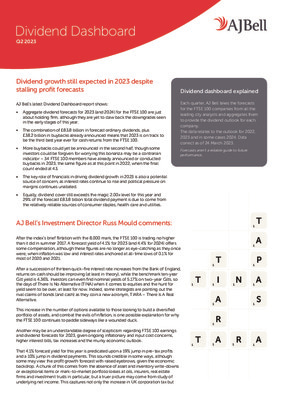 Dividend growth still expected in 2023 despite stalling profit forecasts