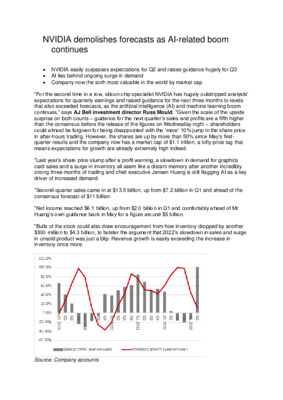 NVIDIA demolishes forecasts as AI-related boom continues