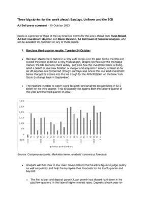 Three big stories for the week ahead: Barclays, Unilever and the ECB