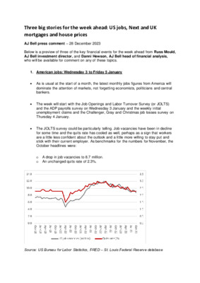 Three big stories for the week ahead