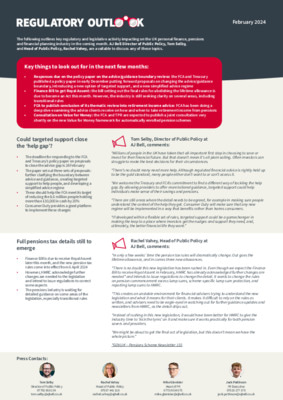 Regulatory outlook: targeted support and new pension tax rules