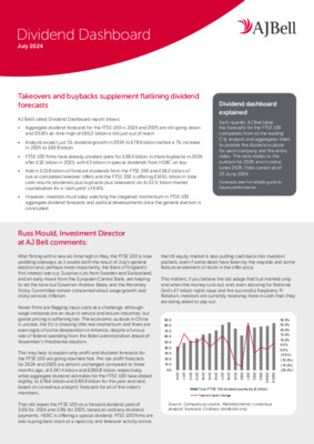 Takeovers and buybacks supplement flatlining dividend forecasts - AJ Bell Dividend Dashboard