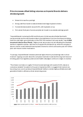 Price increases offset falling volumes as Imperial Brands delivers dividend growth