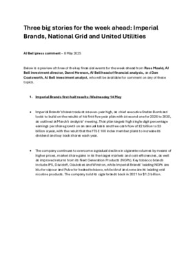 Three big stories for the week ahead