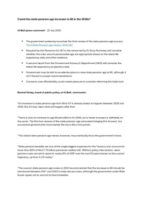 Could the state pension age increase to 68 in the 2030s