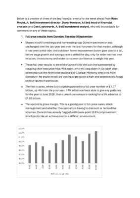 Three big stories for the week ahead: Dunelm, Associated British Foods and Pan African Resources