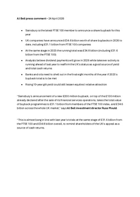 UK share buyback bonanza continues despite wider uncertainties