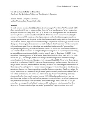 The Oil and Gas Industry in Transition