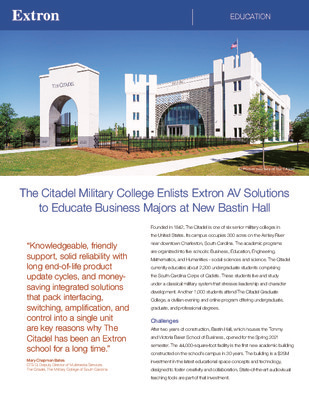 HDBaseT Case Study: Citadel Military College Enlists Extron AV Solutions