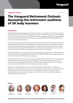 Vanguard Retirement Outlook: Only half of UK baby boomers are set to reach their retirement goals