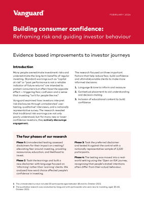 Making risk warnings less intimidating significantly boosts investor confidence and investment participation, according to Vanguard research