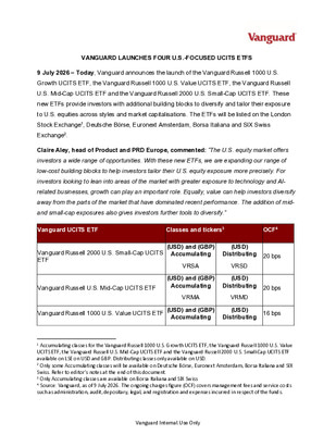 Vanguard launches four US-focused UCITS ETFs