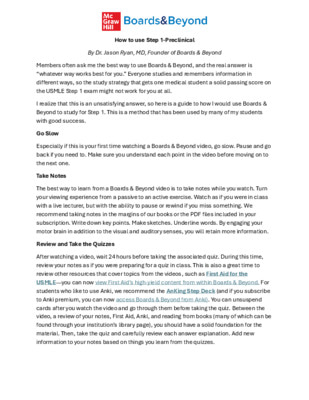 How to use Step 1 - Preclinical