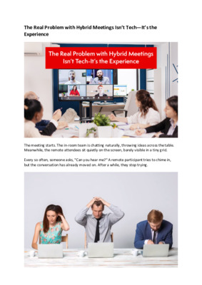 The Real Problem with Hybrid Meetings Isn’t Tech—It’s the Experience 