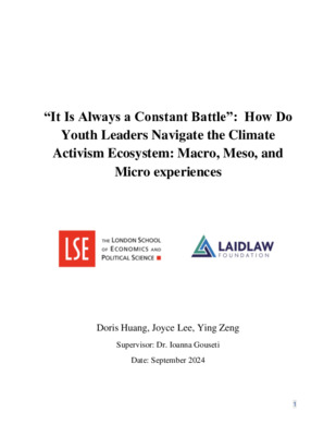 “It Is Always a Constant Battle”:  How Do Youth Leaders Navigate the Climate Activism Ecosystem: Macro, Meso, and Micro experiences 