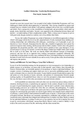 Laidlaw Leadership Essay
