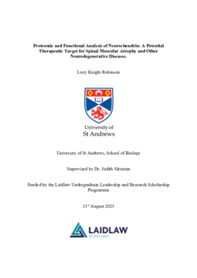Proteomic and Functional Analysis of Neurochondrin: A Potential Therapeutic Target for Spinal Muscular Atrophy and Other Neurodegenerative Diseases.