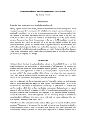 Reflections of Leadership Development as a Laidlaw Scholar