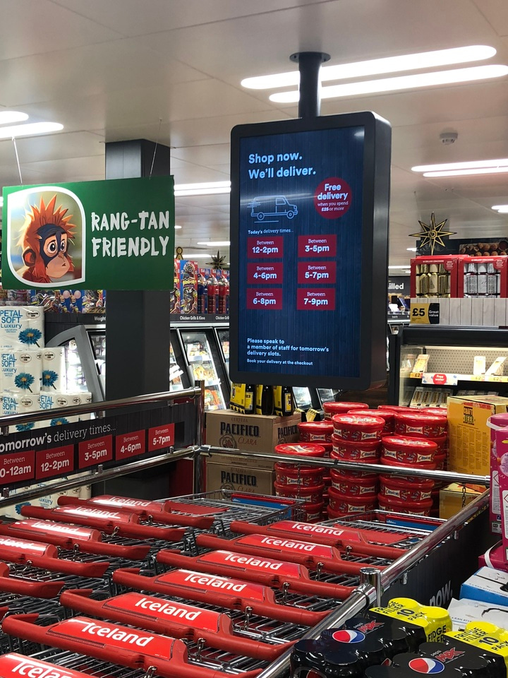 Iceland Foods real-time digital signage helps shoppers choose home delivery slots
