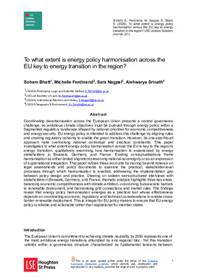 Research Report on Energy Policy Harmonisation and Energy Transition in EU