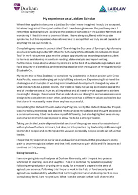 My Experience as a Laidlaw Scholar