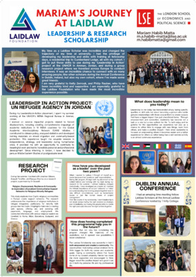 Poster: Final Reflections, My Journey at Laidlaw!