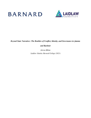 Laidlaw Summer Fellowship (Research) - Aleena 