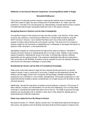 Reflection on Research Experience