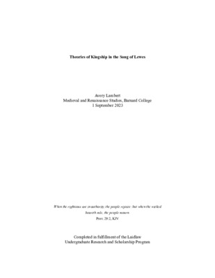 Research Paper: Theories of Kingship in the Song of Lewes