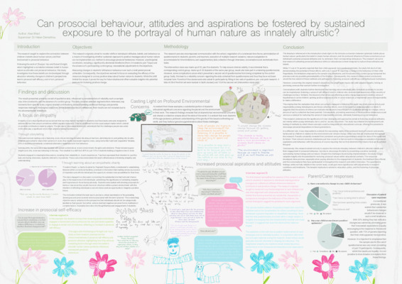 Research Poster - Can prosocial behaviour, attitudes and aspirations be fostered by sustained exposure to the portrayal of human nature as innately altruistic? 