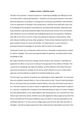 Summer 1 Reflective Report