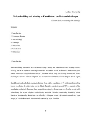 Writing - Nation building and identity in Kazakhstan conflicts and challenges