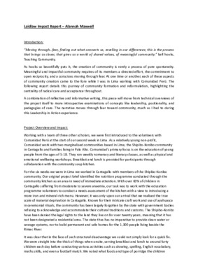 Final Laidlaw Report - An Overview of my Time with Laidlaw