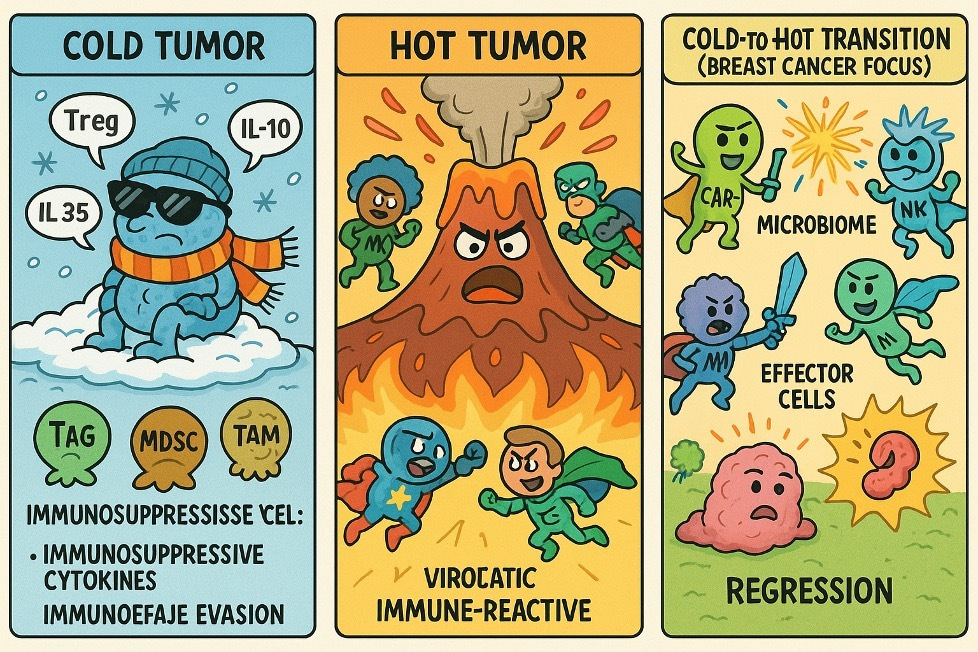 Reprogramming the breast tumor immune microenvironment: cold-to-hot transition for enhanced immunotherapy