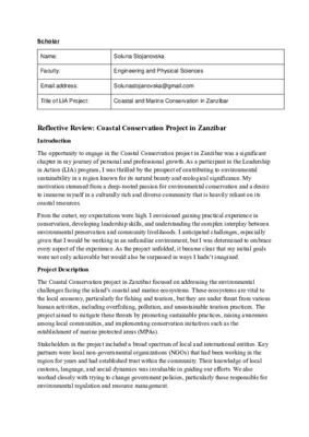 Reflective Review: Coastal Conservation Project in Zanzibar