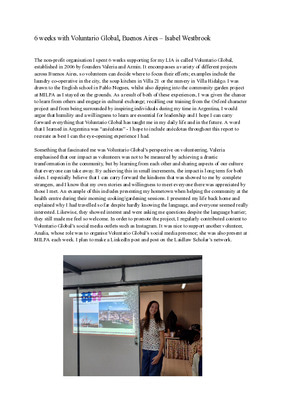 LiA reflective report - Voluntario Global, Buenos Aires