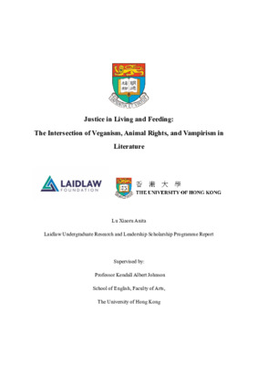 Research Report--Justice in Living and Feeding:    The Intersection of Veganism, Animal Rights, and Vampirism in Literature    